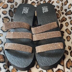 Luxe Black and Gold Embellished Sandals